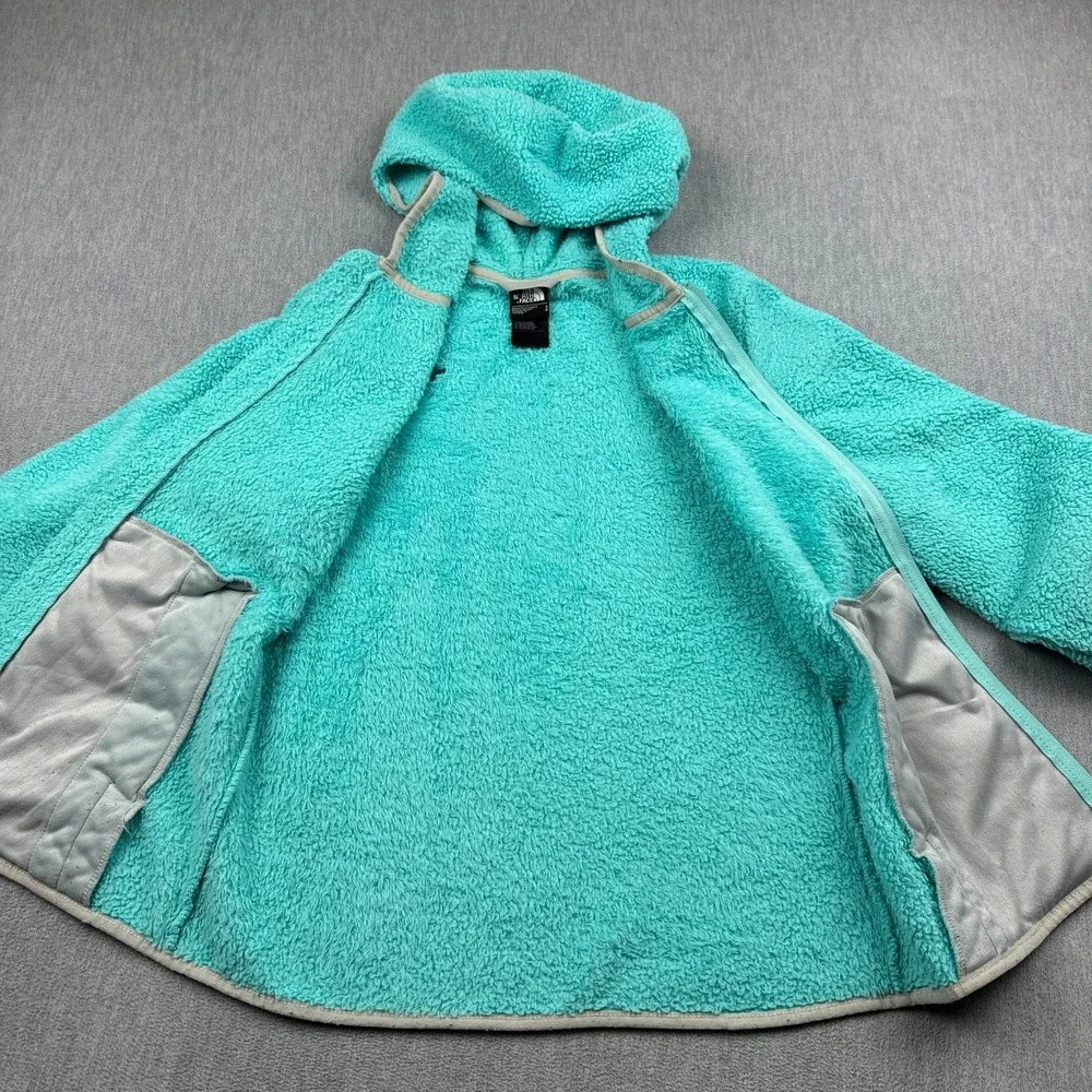 The North Face Jacket Womens Small Blue Small Teddy Fleece Full Zip Hood Pockets